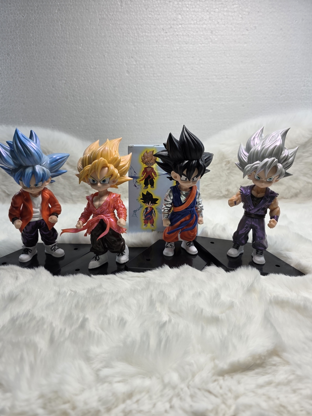 Collectible Kids Action Figure Set - Blue, Yellow, Black, Silver Hair